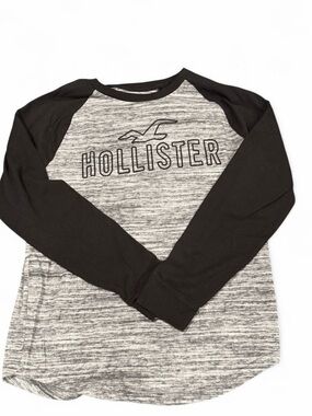 Hollister Black and Gray Raglan Long Sleeve Tee